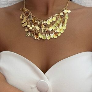 Gold Droplet Bib Necklace